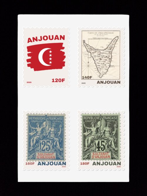 Anjouan Local Post Flag Map Stamps
