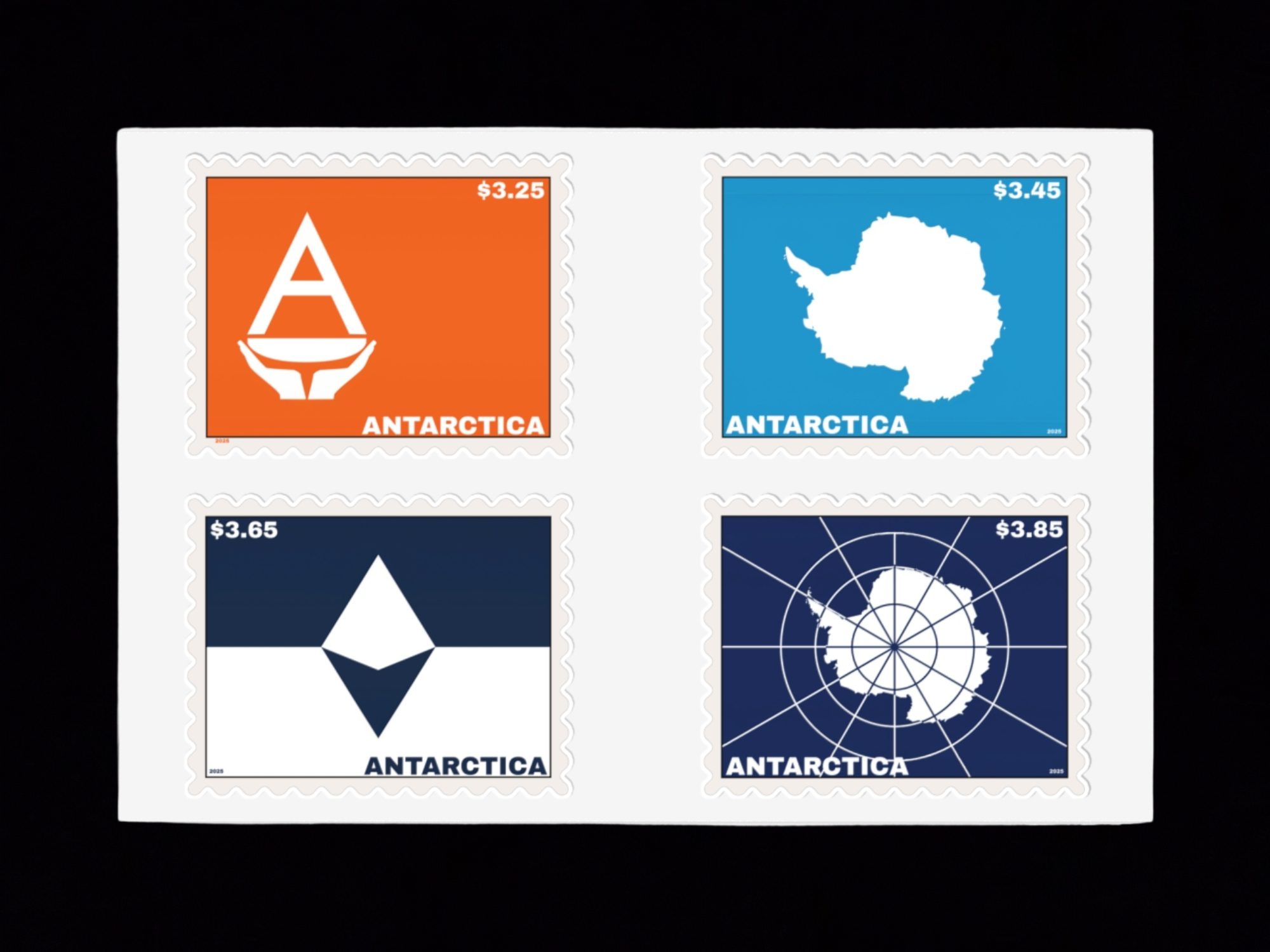 Antarctica Local Post Flag Map Stamps