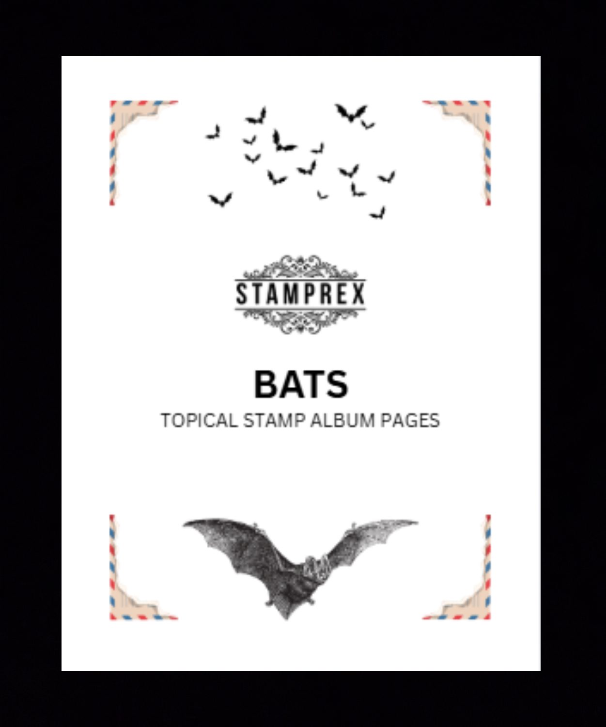 Bats Topical Blank Stamp Album Pages