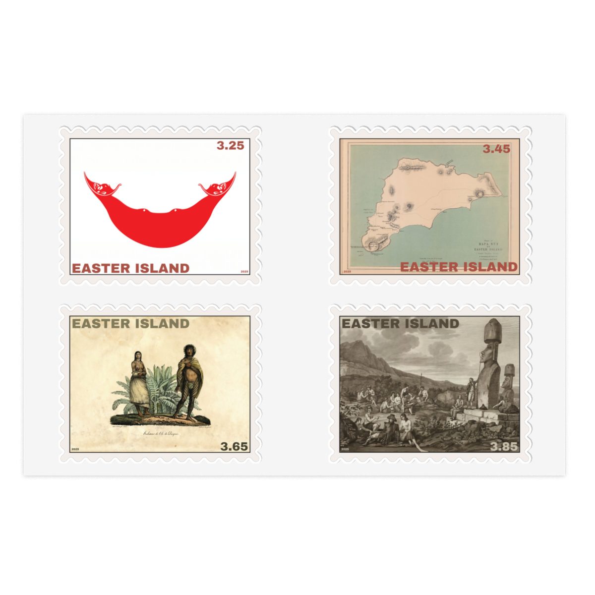 Easter Island Local Post Flag Map Stamps - Image 3