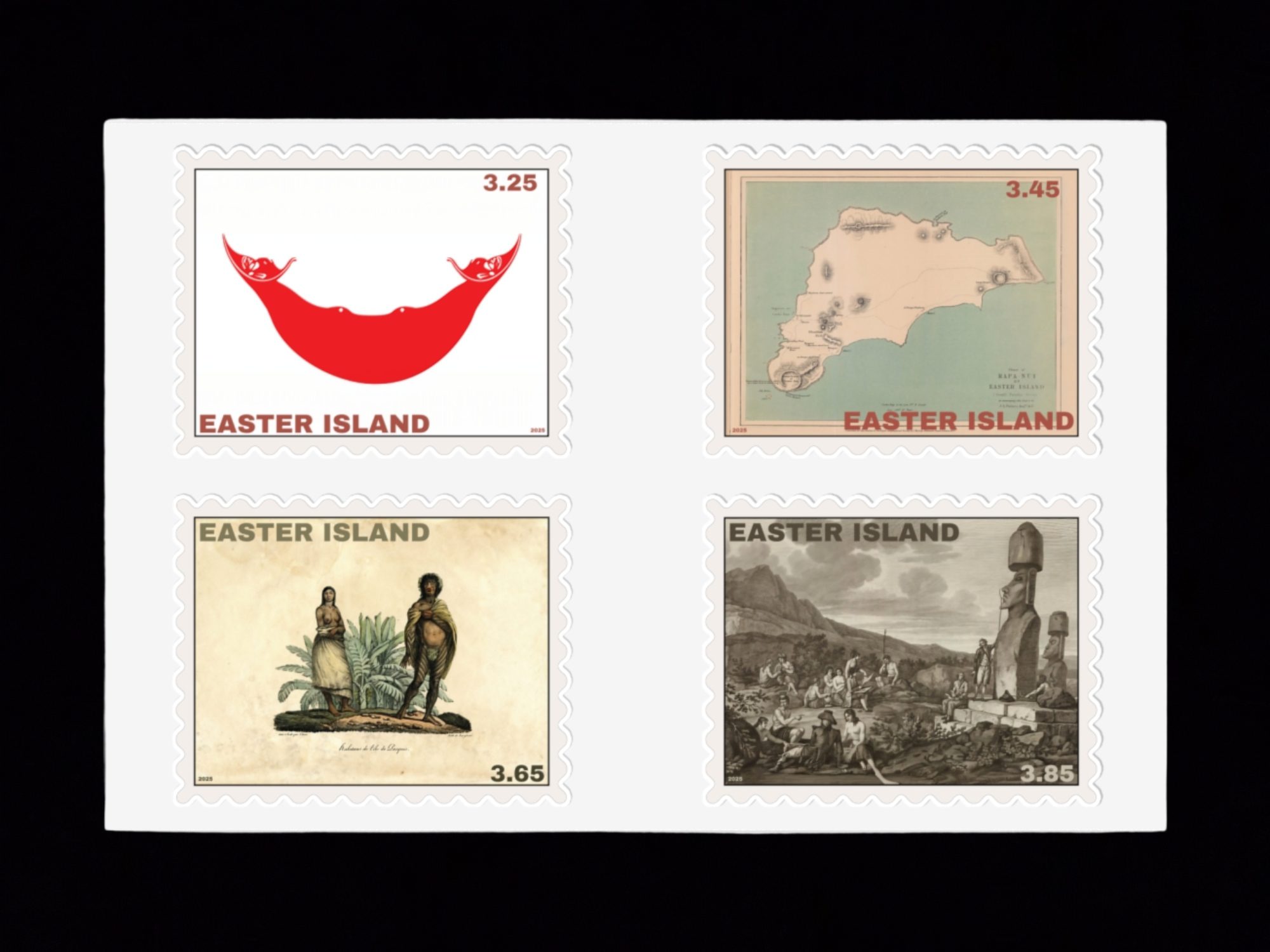 Easter Island Local Post Flag Map Stamps