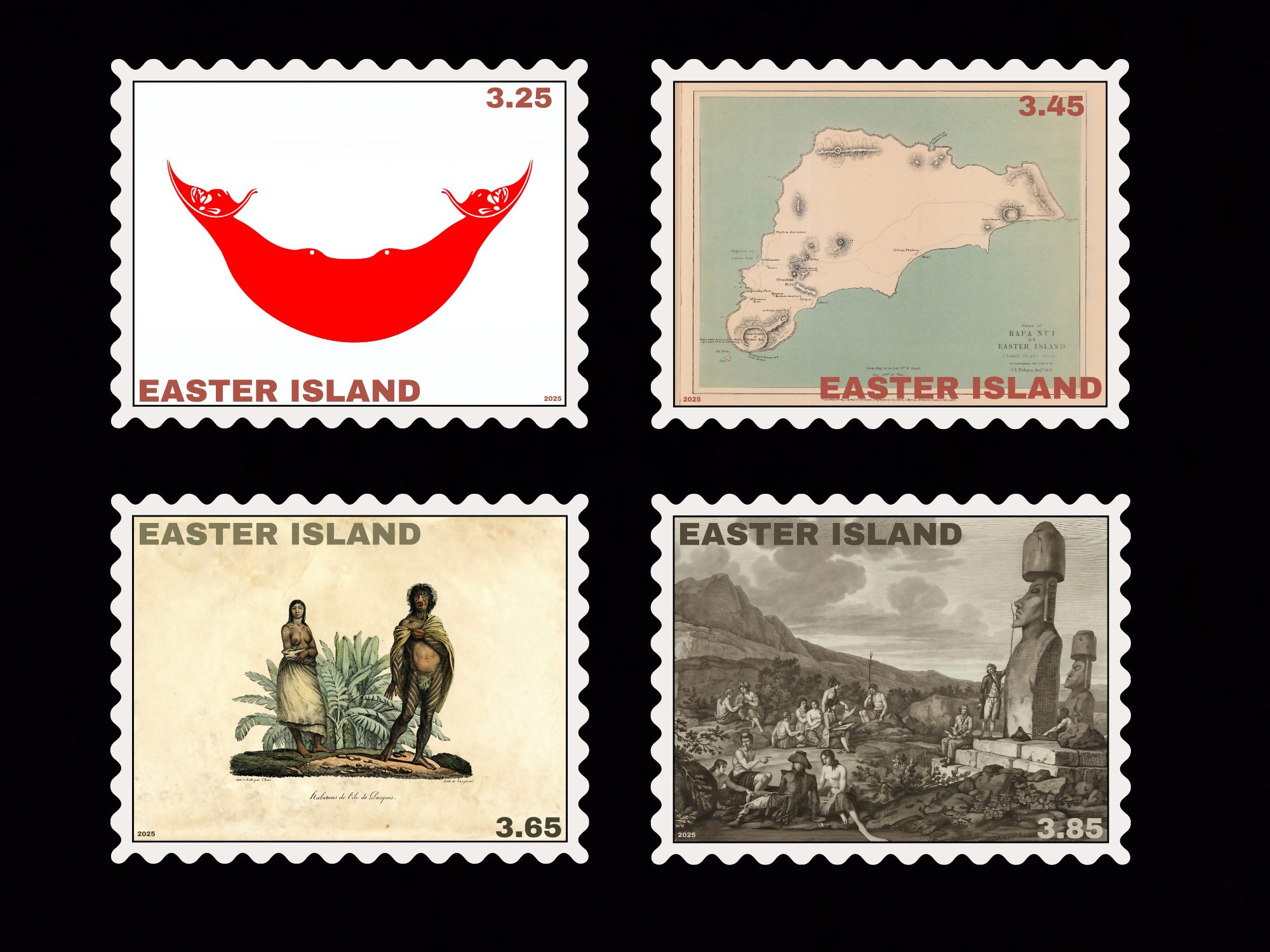 Easter Island Local Post Flag Map Stamps - Image 2