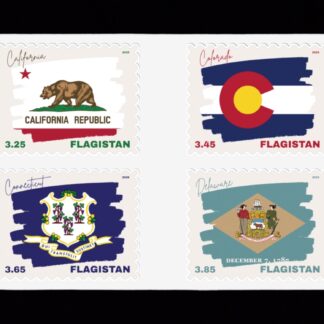 Flagistan Post US States Flags of California Colorado Connecticut Delaware Stamps