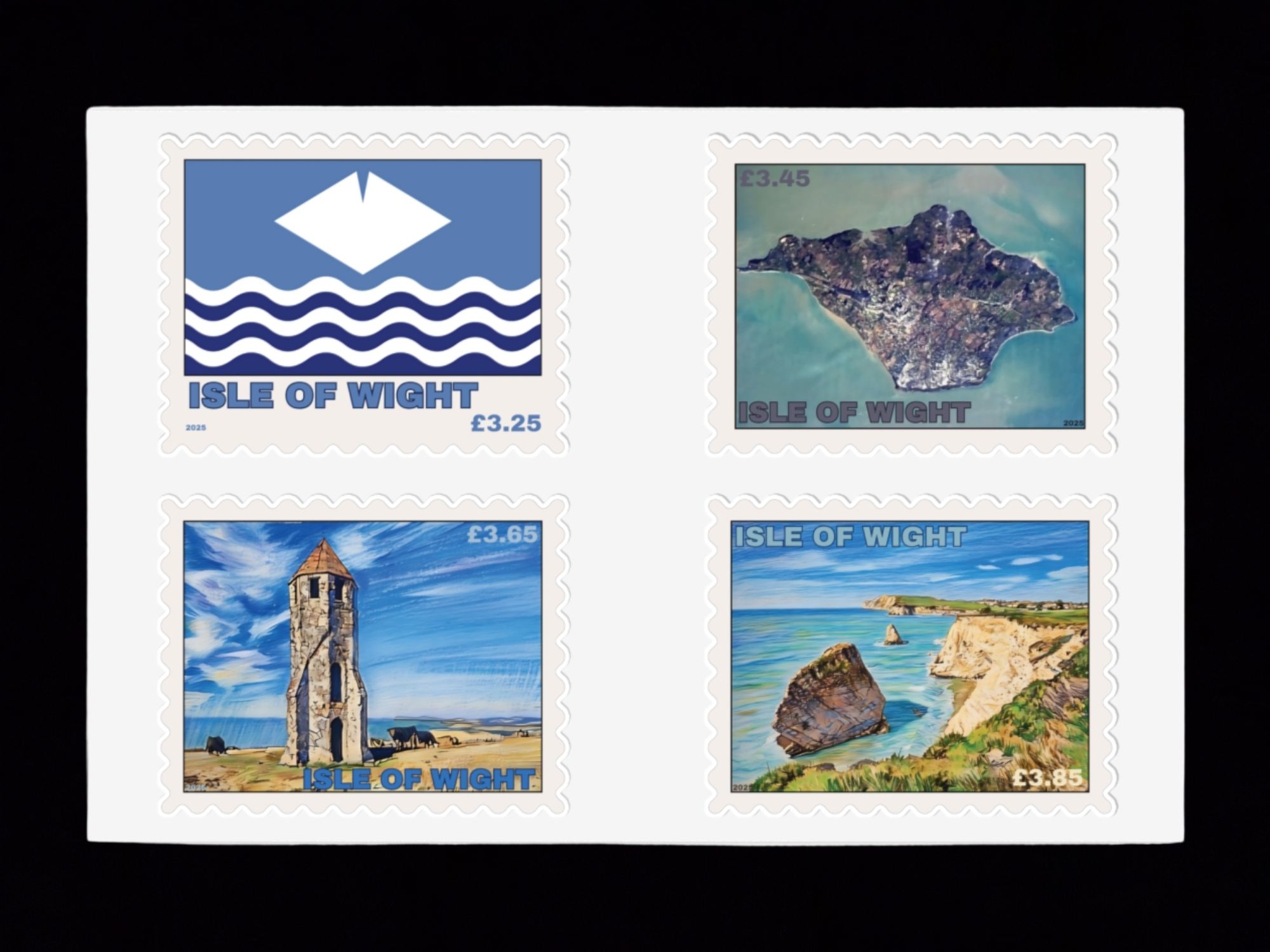 Isle of Wight Local Post Flag Map Stamps