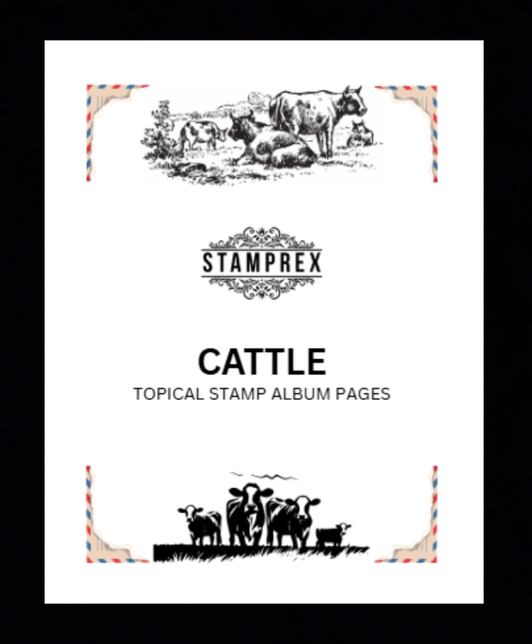 Cattle Topical Blank Stamp Album Pages