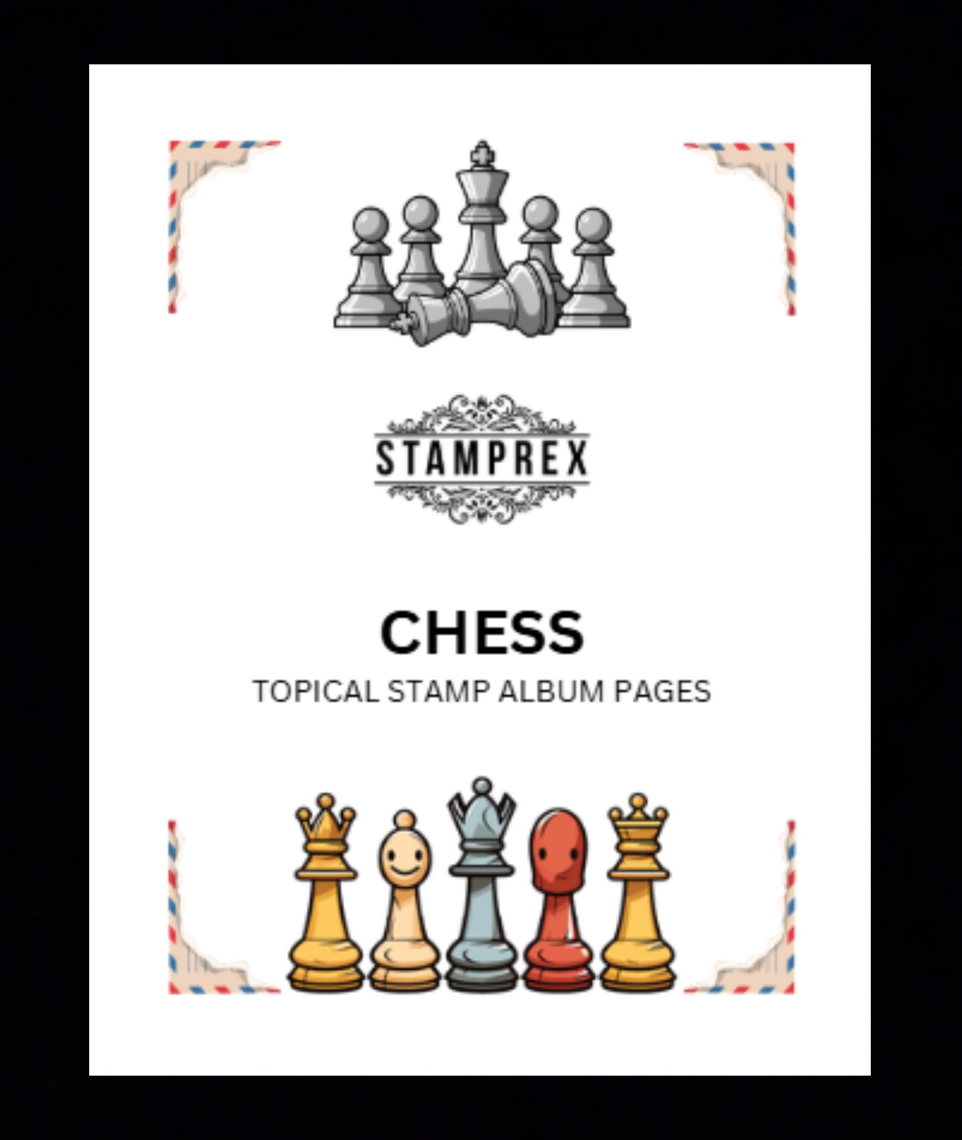 Chess Topical Blank Stamp Album Pages